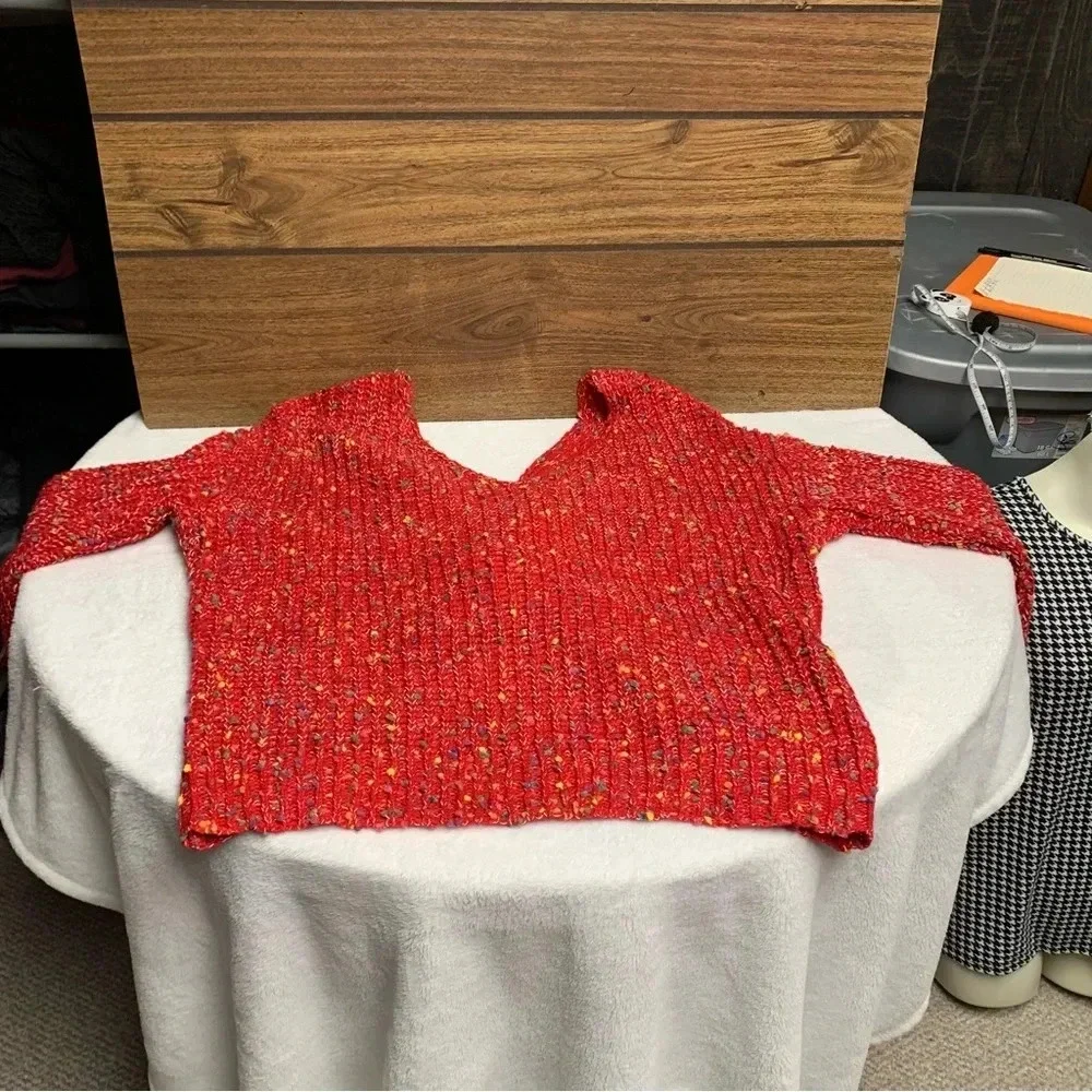 Main Strip red popcorn twist back top size large NWOT super cute oversized - Picture 9 of 9